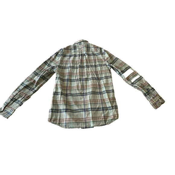 Gap Shirt Mens Size Medium Slim Fit Button Up Collared Green Plaid Casual Shirt - Picture 2 of 13